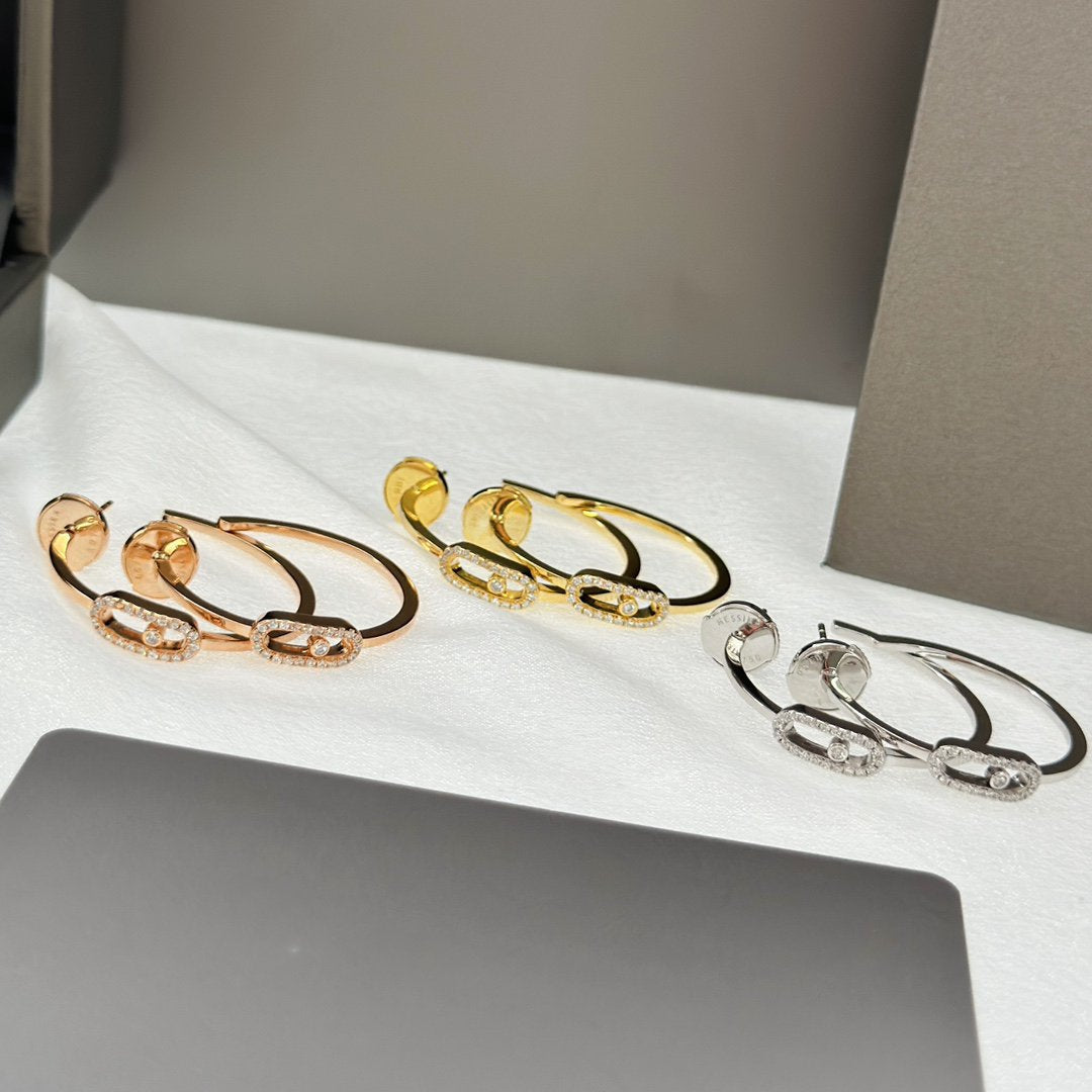 [⭐Novea]CREOLES MOVE UNO PM DIAMOND EARRINGS