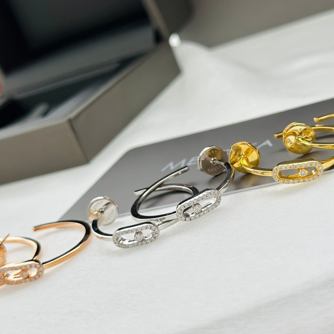 [⭐Novea]CREOLES MOVE UNO PM DIAMOND EARRINGS