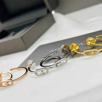 [⭐Novea]CREOLES MOVE UNO PM DIAMOND EARRINGS