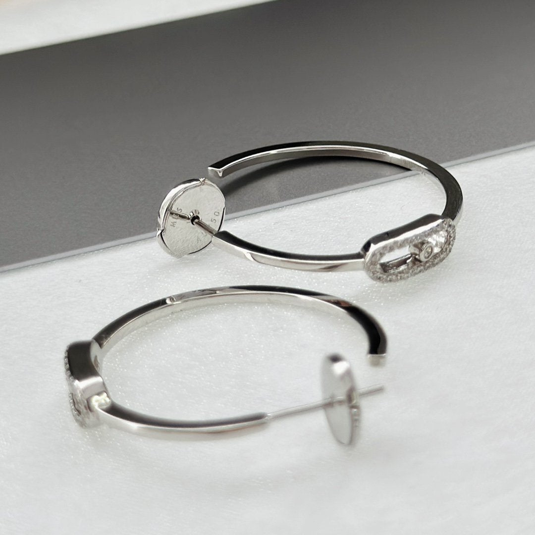 [⭐Novea]CREOLES MOVE UNO PM DIAMOND EARRINGS