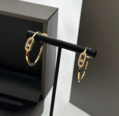 [⭐Novea]CREOLES MOVE UNO PM DIAMOND EARRINGS
