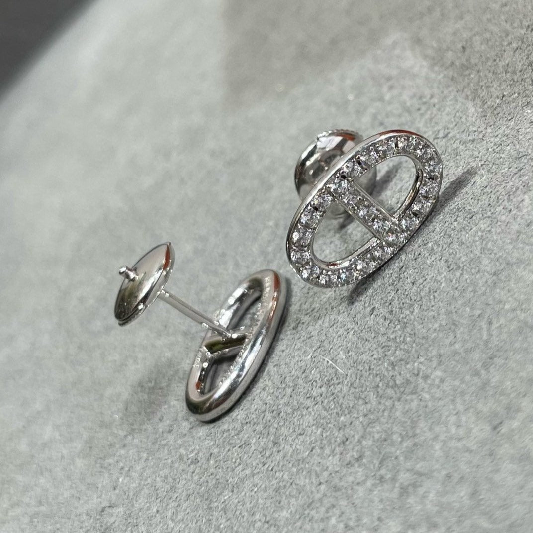 [⭐Novea]HM FULL DIAMOND PIG NOSE STUD EARRINGS