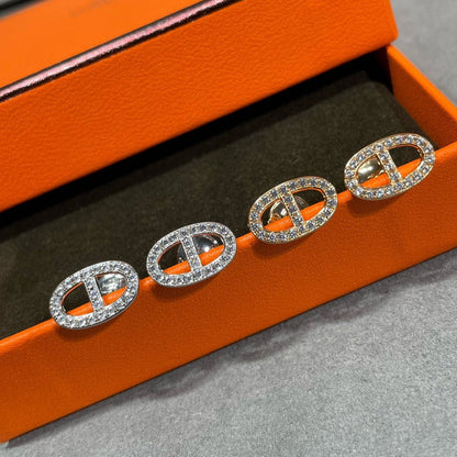 [⭐Novea]HM FULL DIAMOND PIG NOSE STUD EARRINGS