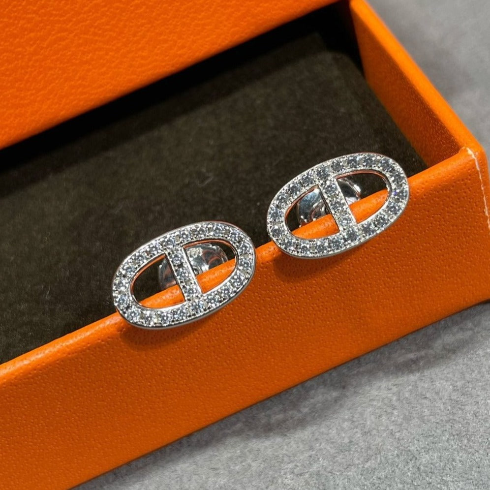 [⭐Novea]HM FULL DIAMOND PIG NOSE STUD EARRINGS