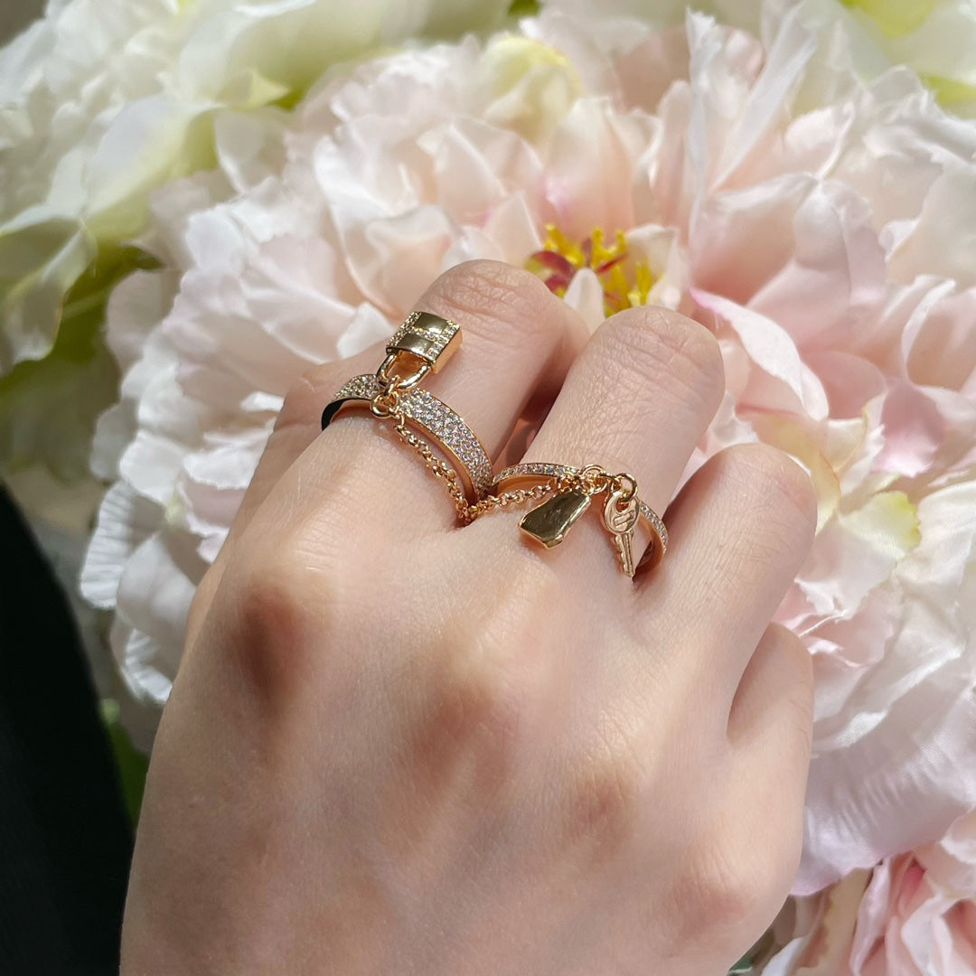 [⭐Novea]HM KELLY CLOCHETTE DOUBLE RING IN  WITH DIAMONDS