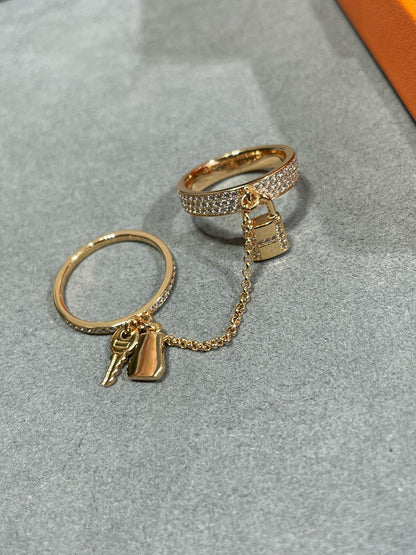 [⭐Novea]HM KELLY CLOCHETTE DOUBLE RING IN  WITH DIAMONDS
