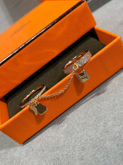 [⭐Novea]HM KELLY CLOCHETTE DOUBLE RING IN  WITH DIAMONDS
