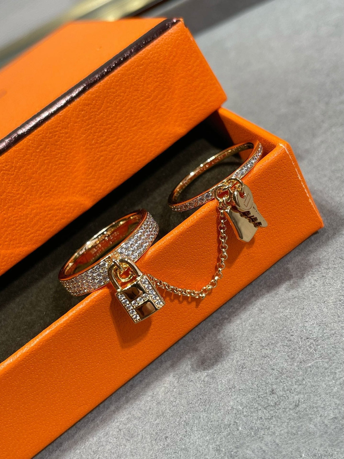 [⭐Novea]HM KELLY CLOCHETTE DOUBLE RING IN  WITH DIAMONDS
