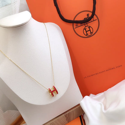[⭐Novea]HM CLIC RED ENAMEL GOLD NECKLACE