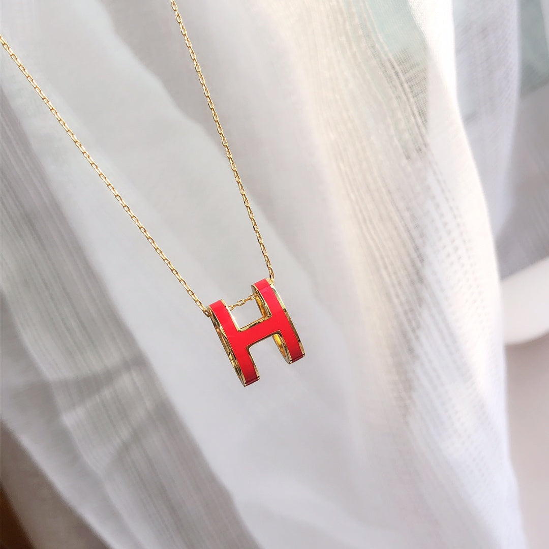 [⭐Novea]HM CLIC RED ENAMEL GOLD NECKLACE