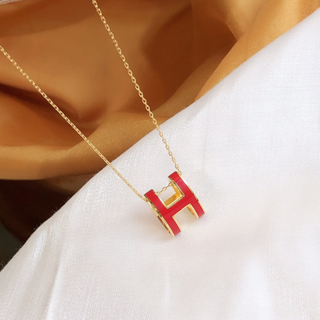 [⭐Novea]HM CLIC RED ENAMEL GOLD NECKLACE
