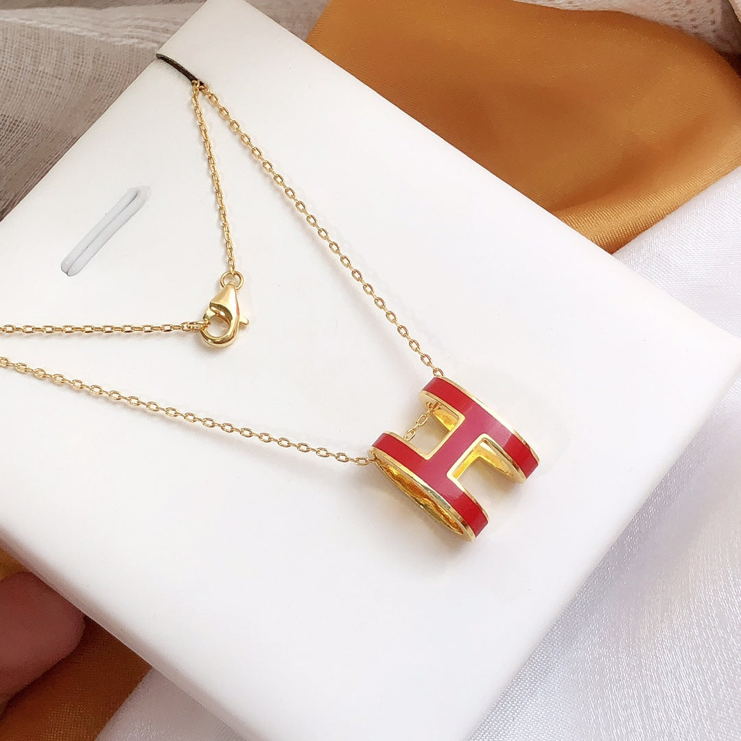 [⭐Novea]HM CLIC RED ENAMEL GOLD NECKLACE