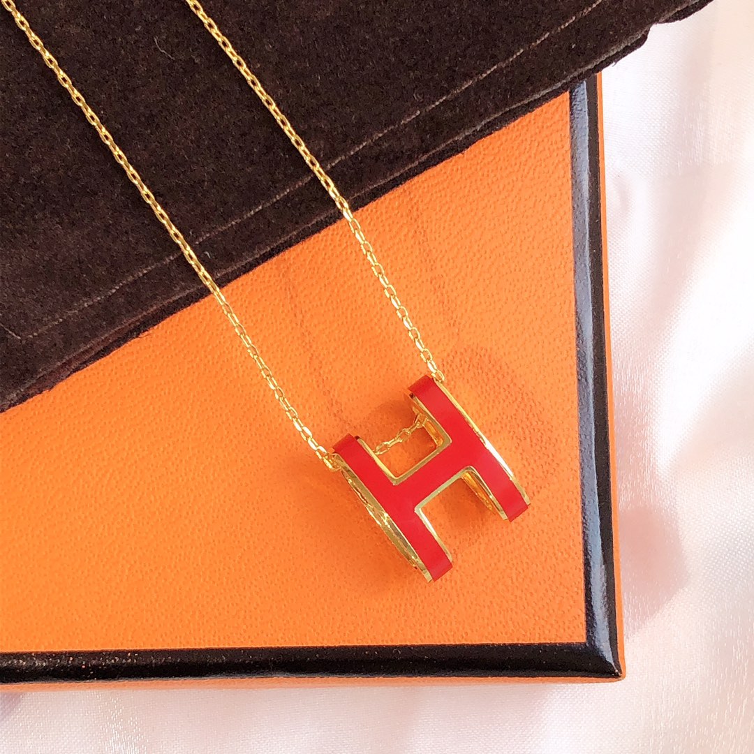 [⭐Novea]HM CLIC RED ENAMEL GOLD NECKLACE