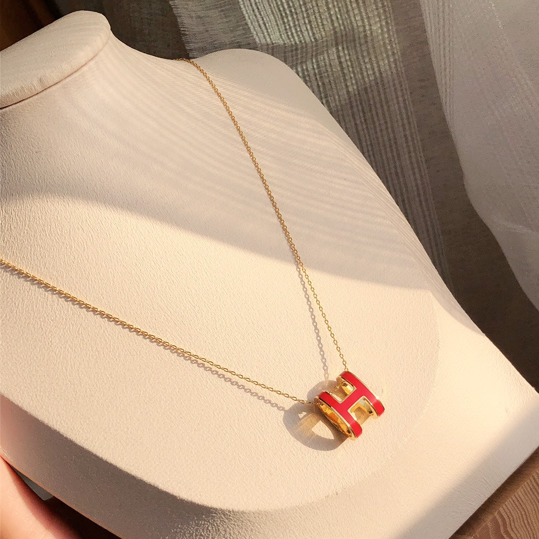 [⭐Novea]HM CLIC RED ENAMEL GOLD NECKLACE