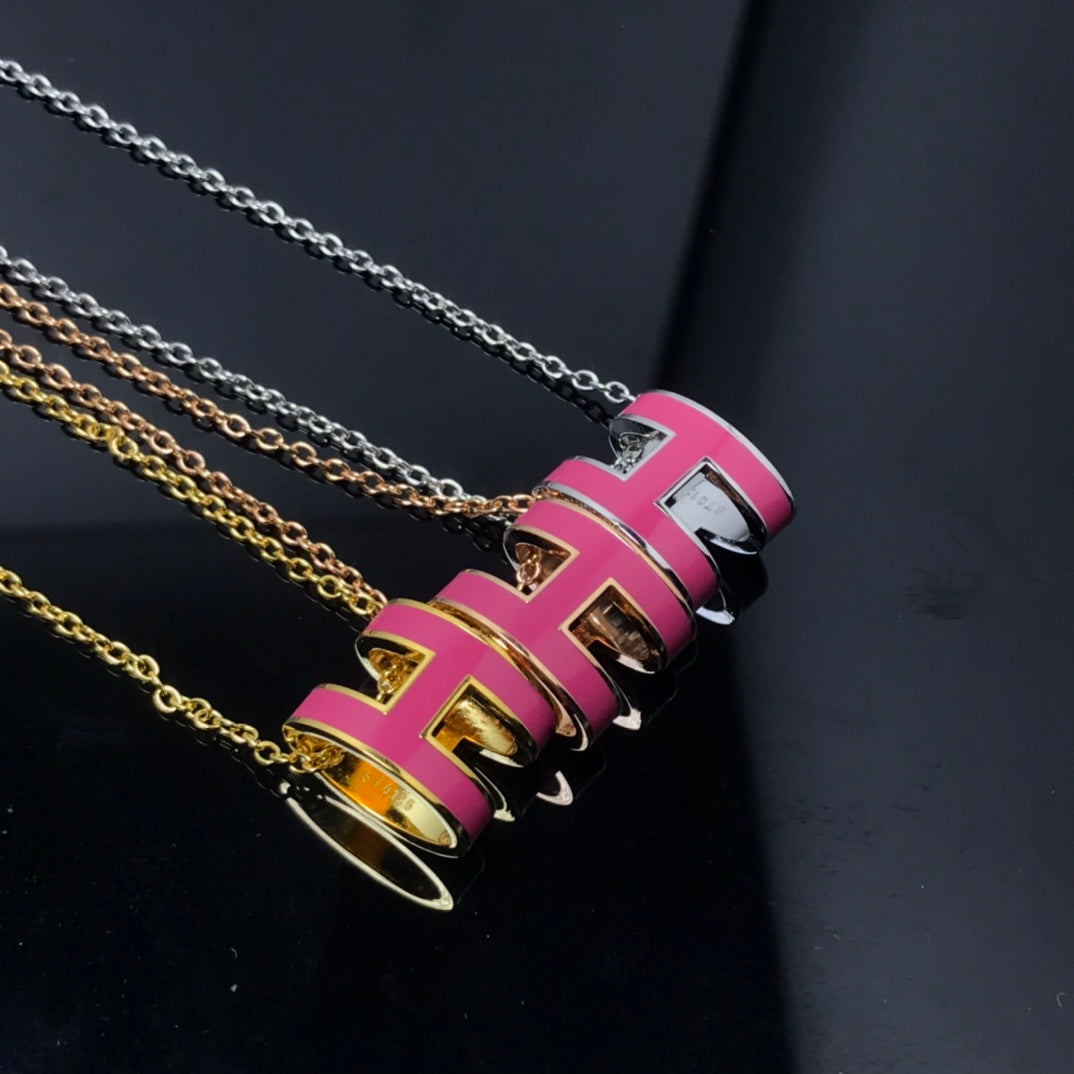 [⭐Novea]H NECKLACE PINK