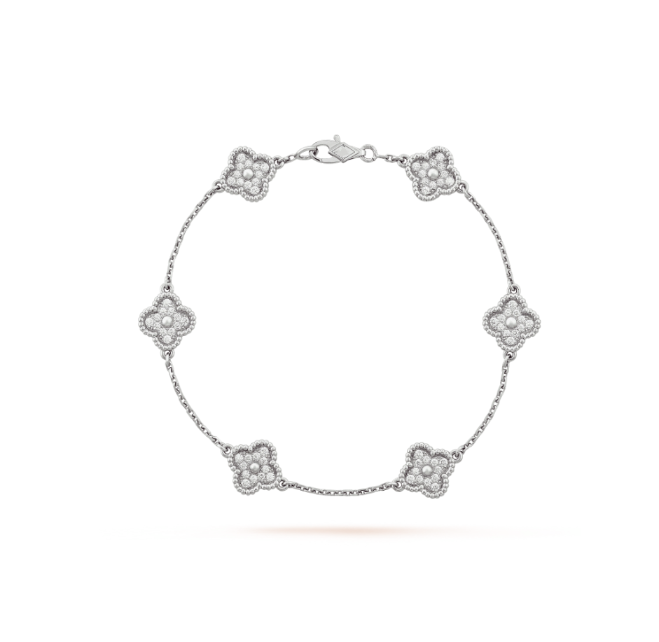 [⭐Novea]CLOVER 6 MOTIF SILVER DIAMOND BRACELET