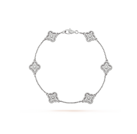 [⭐Novea]CLOVER 6 MOTIF SILVER DIAMOND BRACELET