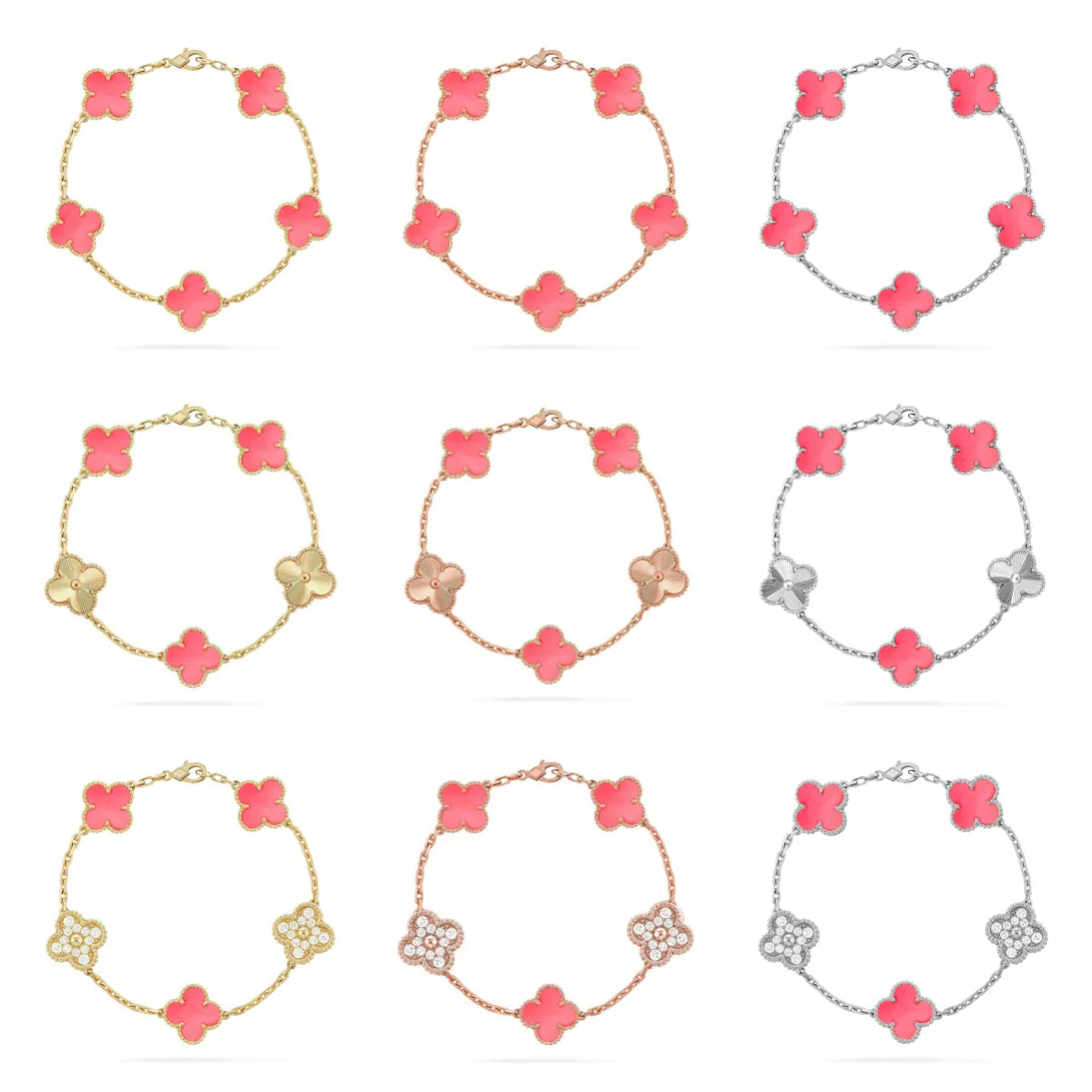 [⭐Novea] CLOVER 5 MOTIFS  PINK MOP BRACELET COLLECTION