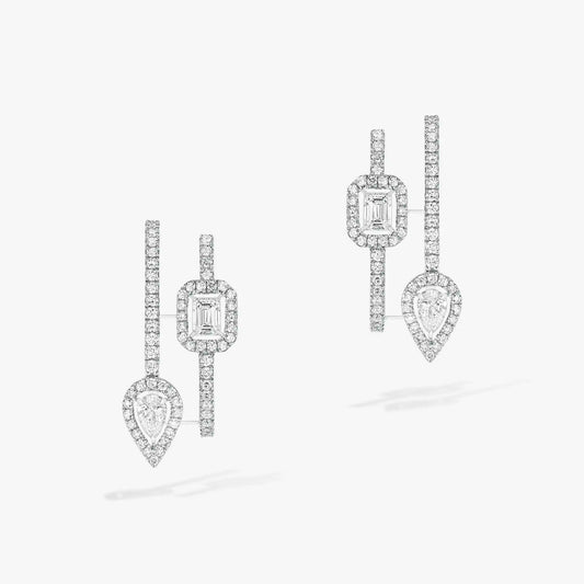 [⭐Novea]CREOLES MY TWIN 2 RANGS SILVER DIAMOND EARRINGS