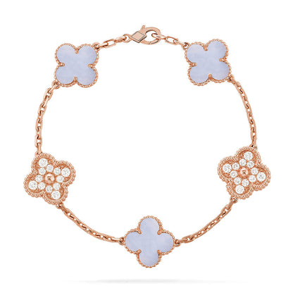 [⭐Novea] CLOVER 5 MOTIF PURPLE CHALCEDONY BRACELET COLLECTION