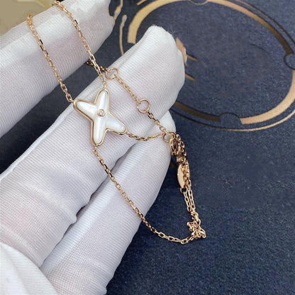 [⭐Novea]JEUX BRACELET WHITE MOP PINK GOLD 1 DIAMOND