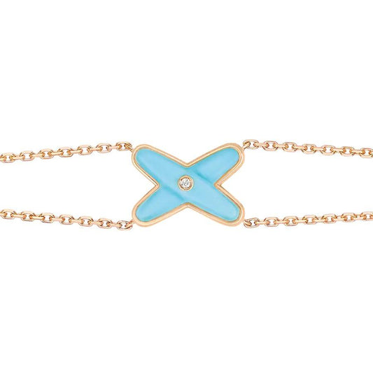 [⭐Novea]JEUX BRACELET TURQUOISE PINK GOLD 1 DIAMOND