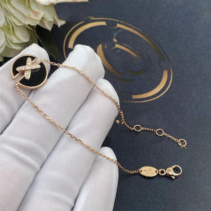 [⭐Novea]JEUX DE BRACELET ONYX PINK GOLD DIAMOND