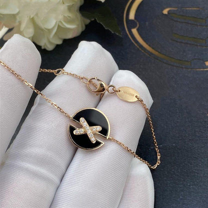 [⭐Novea]JEUX DE BRACELET ONYX PINK GOLD DIAMOND