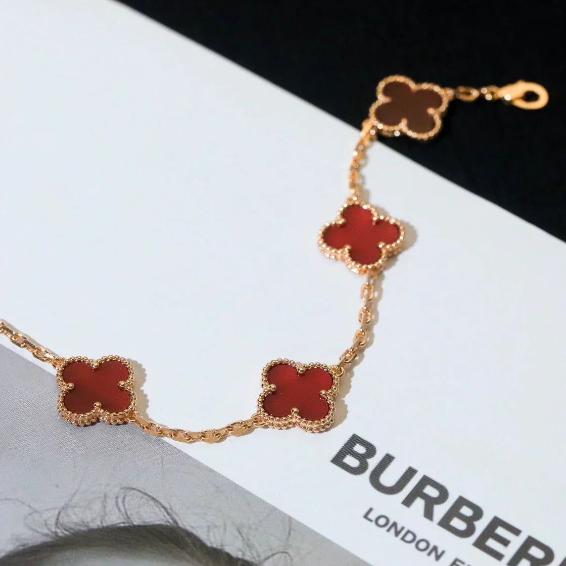 [⭐Novea] CLOVER 5 MOTIF RED CORNELIAN BRACELET COLLECTION