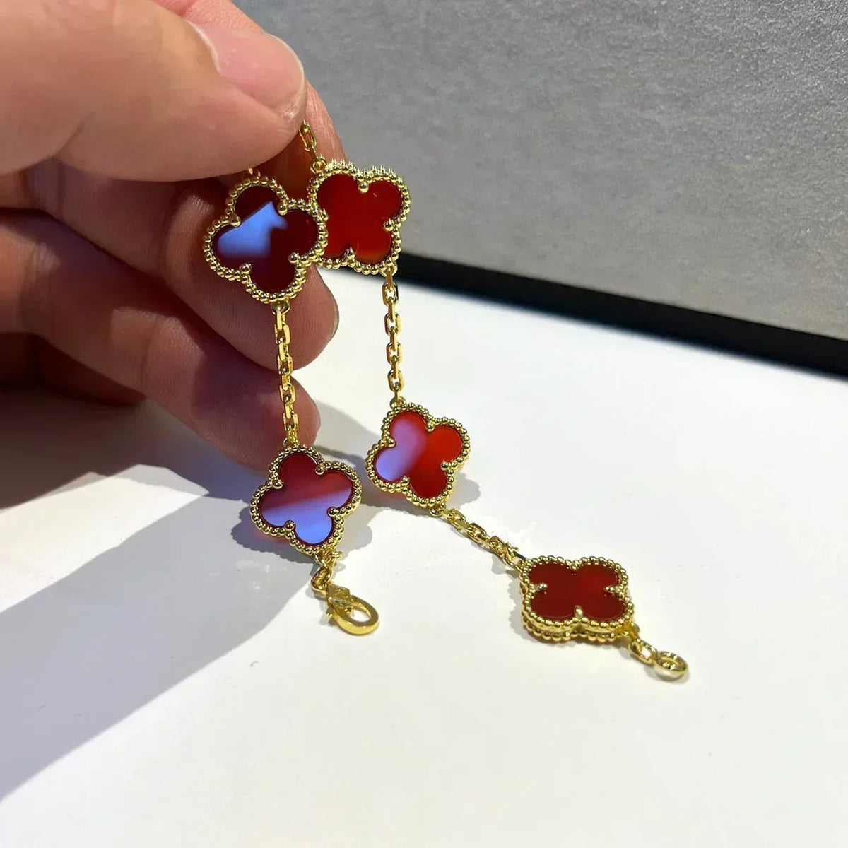 [⭐Novea] CLOVER 5 MOTIF RED CORNELIAN BRACELET COLLECTION