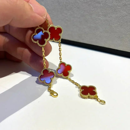 [⭐Novea] CLOVER 5 MOTIF RED CORNELIAN BRACELET COLLECTION