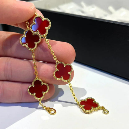 [⭐Novea] CLOVER 5 MOTIF RED CORNELIAN BRACELET COLLECTION