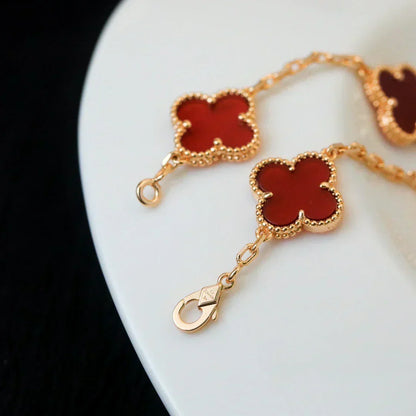 [⭐Novea] CLOVER 5 MOTIF RED CORNELIAN BRACELET COLLECTION