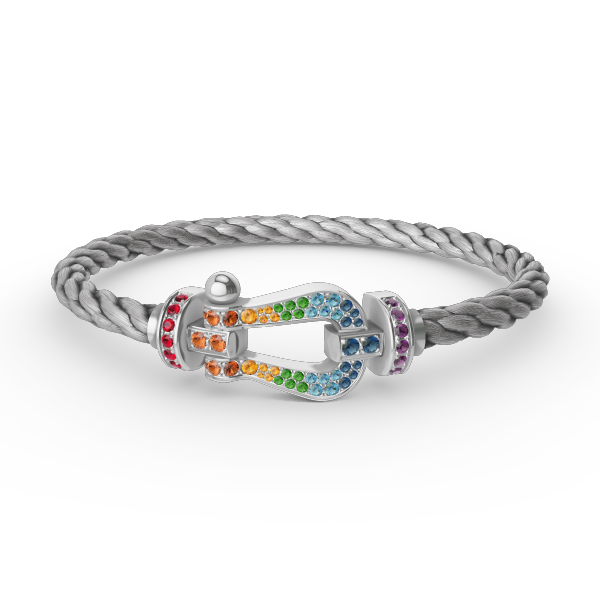 [⭐Novea]FORC LARGE HORSESHOE  COLORED DIAMOND BRACELET SILVER