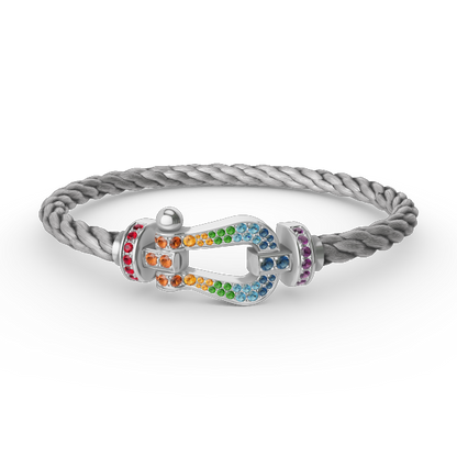 [⭐Novea]FORC LARGE HORSESHOE  COLORED DIAMOND BRACELET SILVER