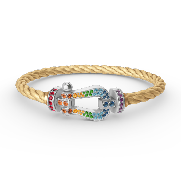 [⭐Novea]FORC LARGE HORSESHOE  COLORED DIAMOND BRACELET SILVER