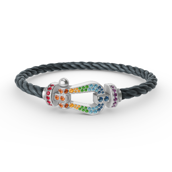 [⭐Novea]FORC LARGE HORSESHOE  COLORED DIAMOND BRACELET SILVER