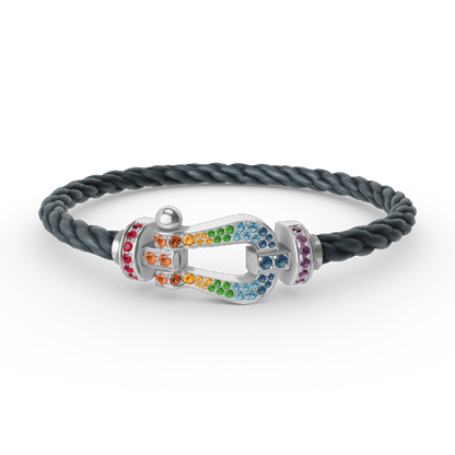 [⭐Novea]FORC LARGE HORSESHOE  COLORED DIAMOND BRACELET SILVER