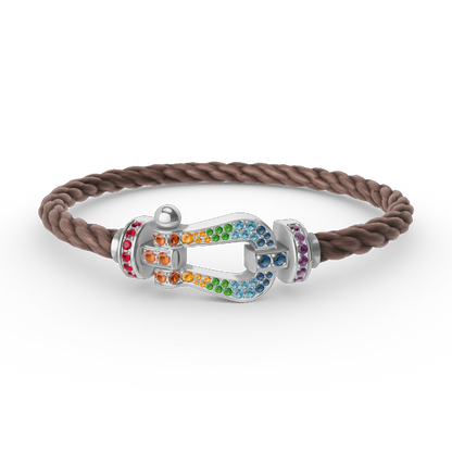 [⭐Novea]FORC LARGE HORSESHOE  COLORED DIAMOND BRACELET SILVER