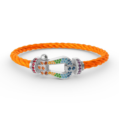 [⭐Novea]FORC LARGE HORSESHOE  COLORED DIAMOND BRACELET SILVER