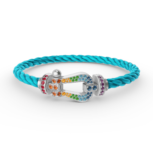 [⭐Novea]FORC LARGE HORSESHOE  COLORED DIAMOND BRACELET SILVER