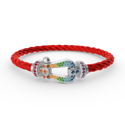 [⭐Novea]FORC LARGE HORSESHOE  COLORED DIAMOND BRACELET SILVER