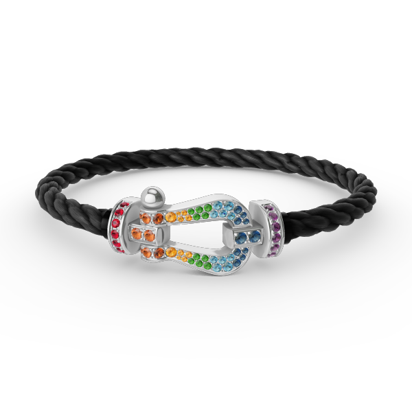 [⭐Novea]FORC LARGE HORSESHOE  COLORED DIAMOND BRACELET SILVER