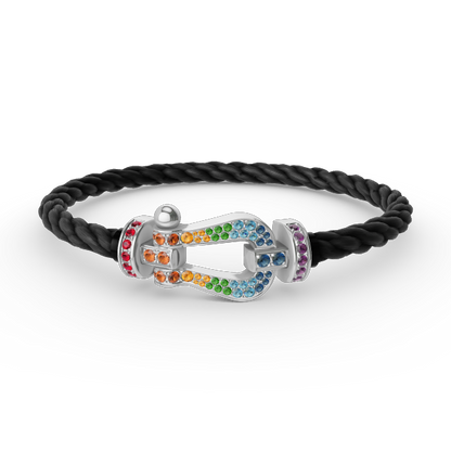 [⭐Novea]FORC LARGE HORSESHOE  COLORED DIAMOND BRACELET SILVER