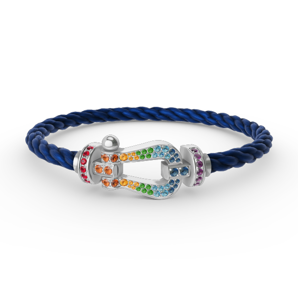 [⭐Novea]FORC LARGE HORSESHOE  COLORED DIAMOND BRACELET SILVER