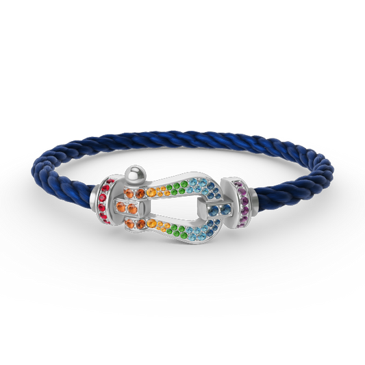 [⭐Novea]FORC LARGE HORSESHOE  COLORED DIAMOND BRACELET SILVER