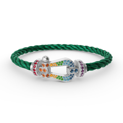 [⭐Novea]FORC LARGE HORSESHOE  COLORED DIAMOND BRACELET SILVER