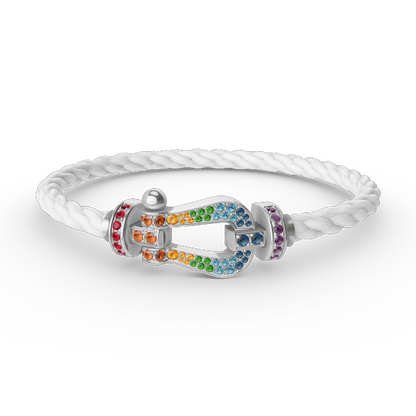 [⭐Novea]FORC LARGE HORSESHOE  COLORED DIAMOND BRACELET SILVER