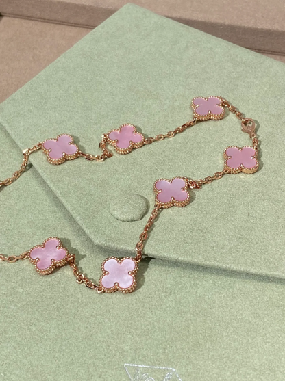 [⭐Novea Jewellery] Pink Necklace with Ten Clover Designs