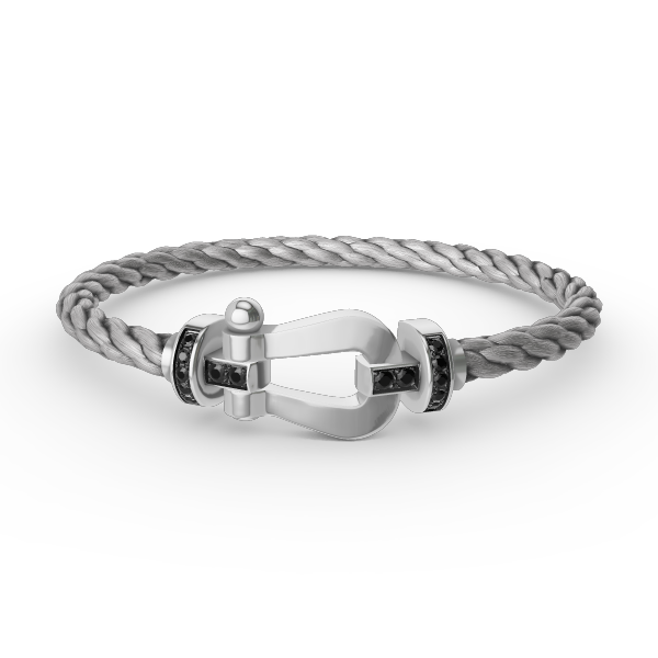 [⭐Novea]FORCE LARGE HORSESHOE BLACK DIAMOND BRACELET SILVER